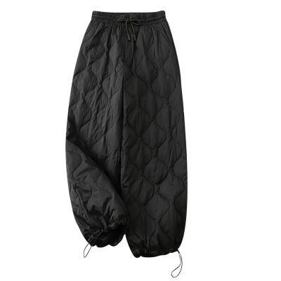 HGps8w Women's Padded Quilted Down Pants, High Waisted Winter Warm Windproof Casual Ski Snow Pants with Pockets
