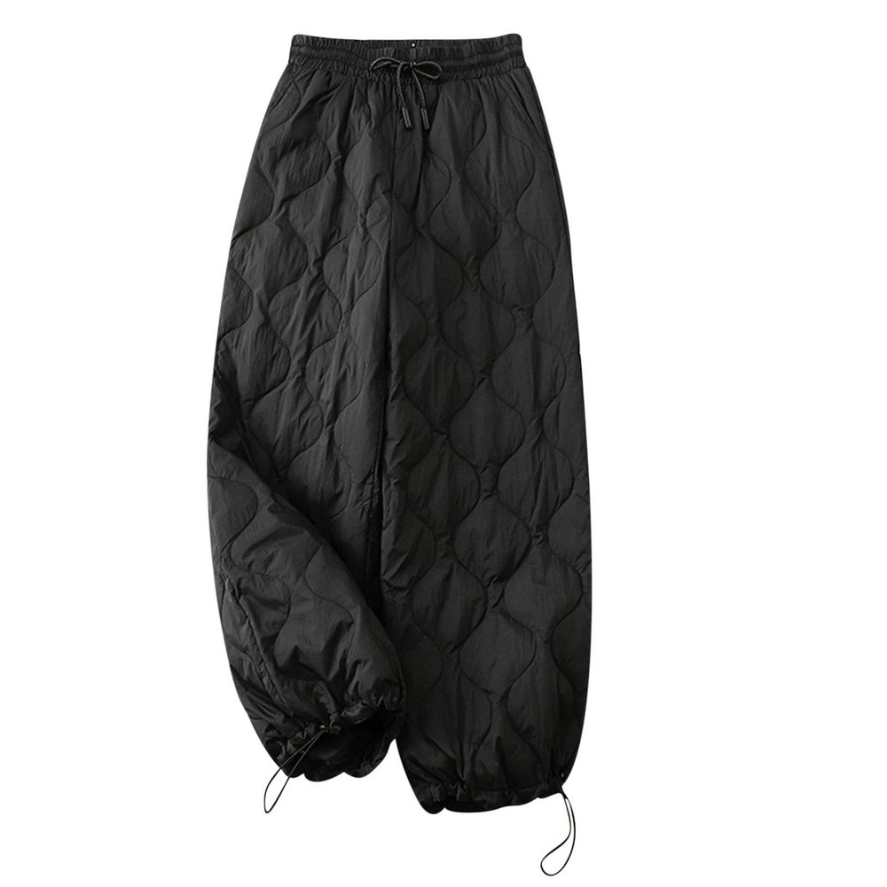 HGps8w Women's Padded Quilted Down Pants, High Waisted Winter Warm Windproof Casual Ski Snow Pants with Pockets