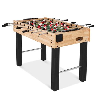 Best Choice Products 48in Foosball Table for Kids and Adults, Game Room Arcade Soccer Game Table w/ 2 Balls, 2 Cup Holders, Ergonomic Handles, Chrome Finished Metal Bars - Natural