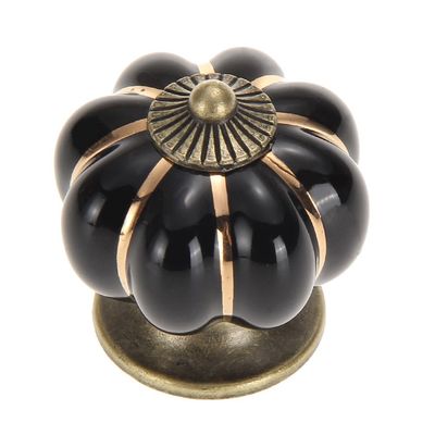 Southst Retro Vintage Furniture Handle Door Knobs Furniture Drawer Cupboard Kit Pull Handle Pumpkin Cabinet Handles Hardware - (Color: Black)