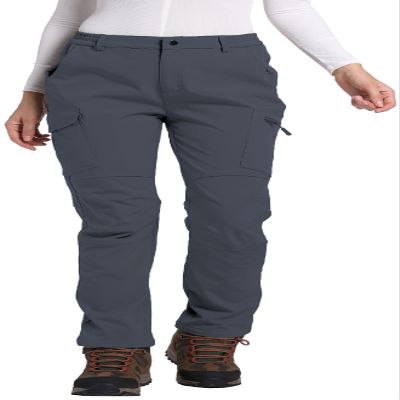 Women's Fleece Lined Waterproof Hiking Pants Insulated Softshell Warm Outdoor Winter Snow Ski Pants Cool Grey XL