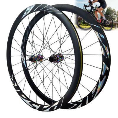 ZECHAO Bike Wheelset 700c Road Bike,Quick Release Disc Brake 24H Hub Six Claws Tower Base Double Wall Alloy Rims 8/9/10/11/12 Speed (Color : Colorful, Size : 700c)