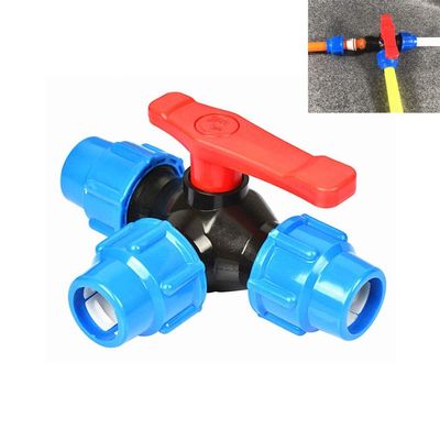 lever ball valves,ball valve,1pcs Three-Way Plastic Valve,T-Type PE Valve Internal Diameter 20/25/32/40/50/63mm Fast Connection Pipe Valve with Manual(Color:Blue,Size:63mm) (Color : Blu ( ( Color : 25