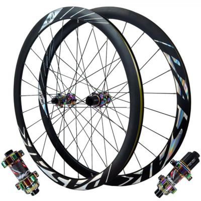 ZECHAO 700C Road Off-Road Bike Wheelset,Aluminum Alloy Six Claws Double Wall 37mm Disc Brake Wheel 23C-45C 8/9/10/11/12 Speed Cassette (Color : Colorful, Size : 15 * 100mm/12 * 142mm)