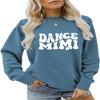 ESIKAH Dance MiMi Sweatshirt Women Cute Heart Graphic Shirt Grandma Life Sweater Crewneck Pullover Tops Dance Lovers Gifts Blue view 1
