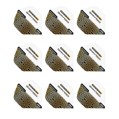 RED DRAGON Hardcore Premium Luke Humphries Gold and White Standard Dart Flights - 3 Sets Per Pack (9 Dart Flights in Total)