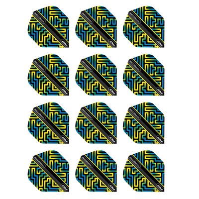 RED DRAGON Hardcore XT Blue, Green and Yellow Dart Flights - 4 Sets Per Pack (12 Dart Flights in Total)