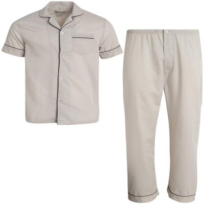 Ten West Apparel Men's 2-Piece Pajama Set with Short Sleeve Shirt and Long Pants, Size Small, Grey