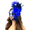 STORM BUY] Women Lady Girls Costume Venetian mask Feather Masquerade Mask Halloween Mardi Gras Cosplay Party Masque For Adult (Blue & Silver) view 1