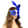 STORM BUY] Women Lady Girls Costume Venetian mask Feather Masquerade Mask Halloween Mardi Gras Cosplay Party Masque For Adult (Blue & Silver) view 3