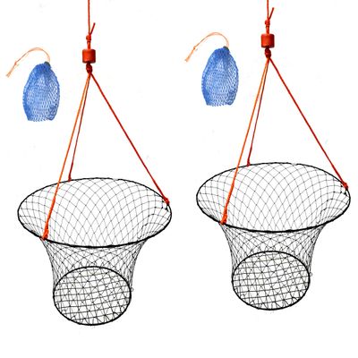 2-Pack of KUFA Sports Vinyl Coated 30-Inch Crab Ring with 50-feet Rope and Bait case ((CT90+BAG1) X2)