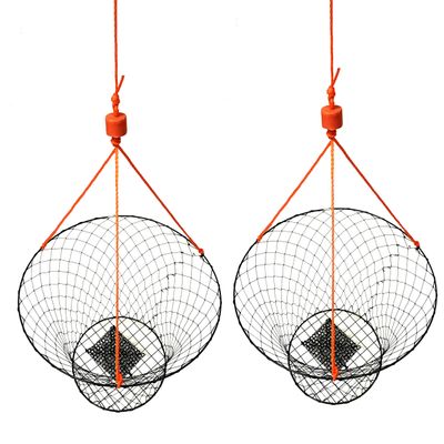 2-Pack of KUFA Sports Vinyl Coated 30-Inch Crab Ring with 50-feet Rope and Bait case ((CT90+27093) X2)