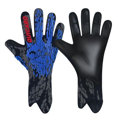 QUICARD Soccer Goalkeeper Gloves, Ultimate Grip Football Goalie Gloves with Size 6/7/8/9/10, Strong Receiver, American Football for Men, Boys, Youth, Adult, Kids and Small Hands (Black & Blue, 7)