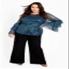 Avenue Women's Plus Size Nouveau Nights Top Teal view 3