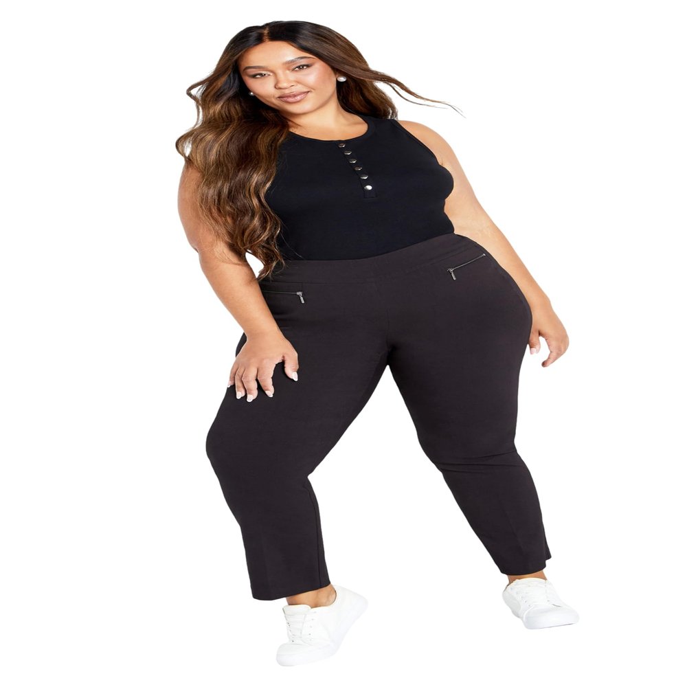 Avenue Women's Plus Size Super Stretch Zip Pant Classic Navy