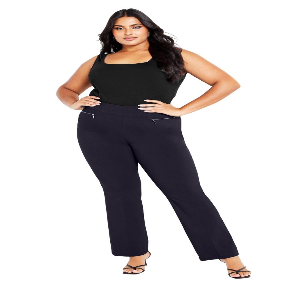 Avenue Women's Plus Size Super Stretch Zip Pant Classic Navy