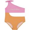 Calvin Klein Girls' One-Piece and Two-Piece Bikini Swimsuits with UPF 50+ Sun Protection, Quick Drying Bathing Suit, Pink Frosting, 12-14 view 1