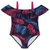 Calvin Klein Girls' One-Piece and Two-Piece Bikini Swimsuits with UPF 50+ Sun Protection, Quick Drying Bathing Suit, Dark Tropical Palm, 12-14 view 1