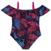 Calvin Klein Girls' One-Piece and Two-Piece Bikini Swimsuits with UPF 50+ Sun Protection, Quick Drying Bathing Suit, Dark Tropical Palm, 12-14 view 2