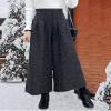 chouyatou Women's Winter High Waist Wide Leg Plaid Wool Blend Palazzo Capri Pants Culottes with Pockets (XX-Large, Dark Gray) view 2