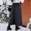 chouyatou Women's Winter High Waist Wide Leg Plaid Wool Blend Palazzo Capri Pants Culottes with Pockets (XX-Large, Dark Gray) view 3
