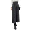 chouyatou Women's Winter High Waist Wide Leg Plaid Wool Blend Palazzo Capri Pants Culottes with Pockets (X-Large, Dark Gray) view 1