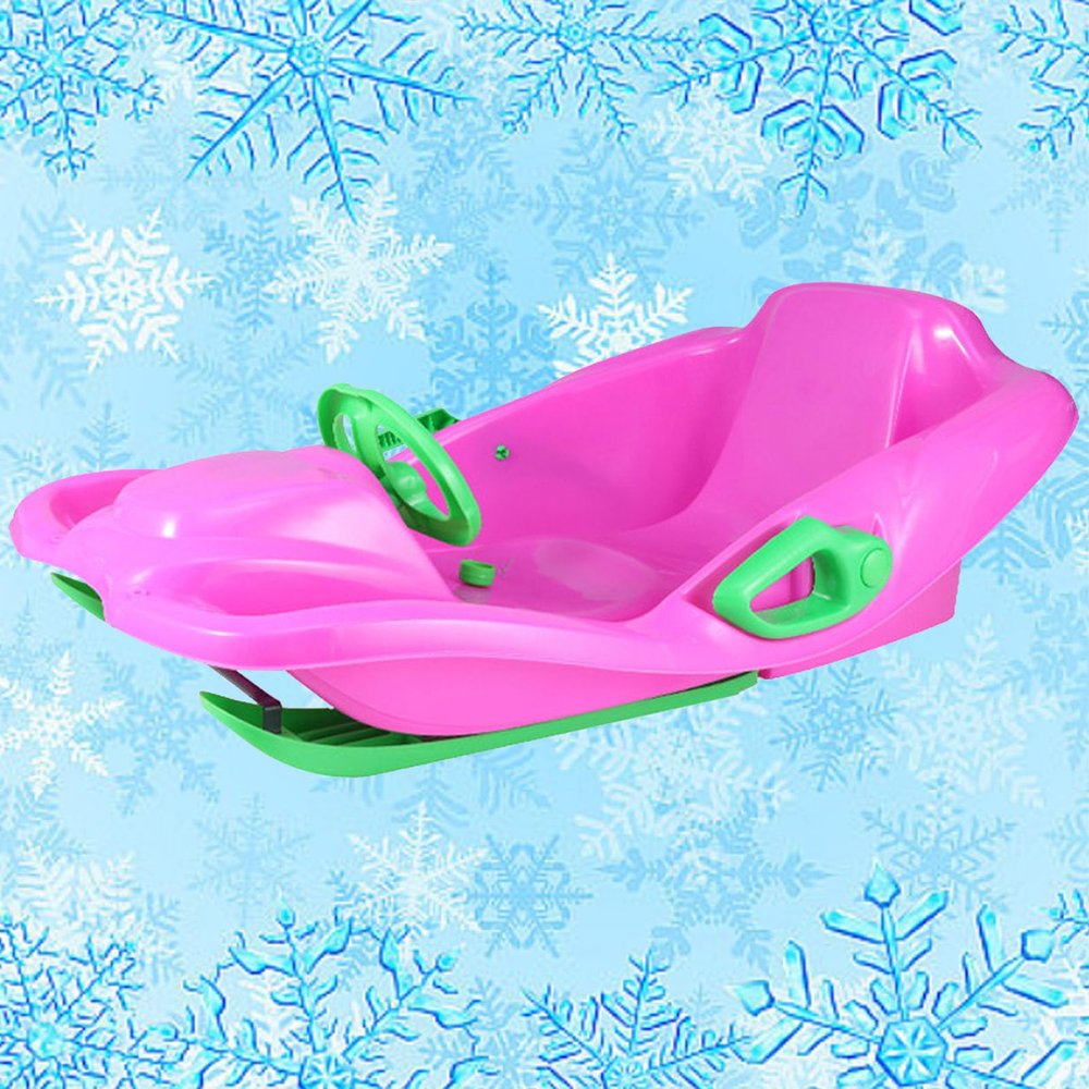 Children's Sledge, Thickened Double Sledge, Snow Sledge with Backrest, Plastic Sledge