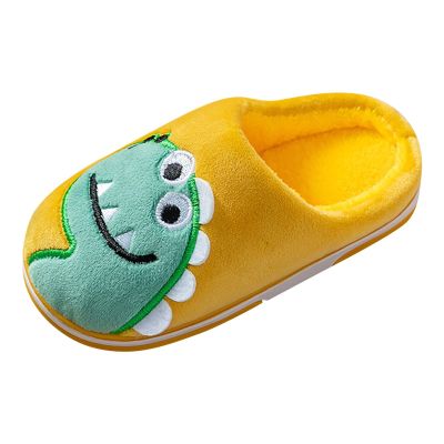 Kids Slippers Cute Dinosaur Cartoon Shoes Boys Girls Slip-on House Slippers Plush Warm Winter Home (Yellow, 6.5 Infant)
