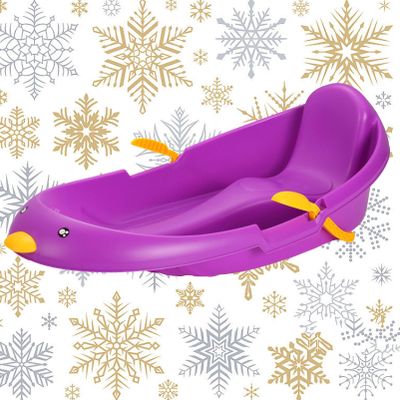 Children's Snowboard Sled, Thickened Wear-Resistant Sled, Winter Sled, Plastic Sled, Adult Sled with Backrest