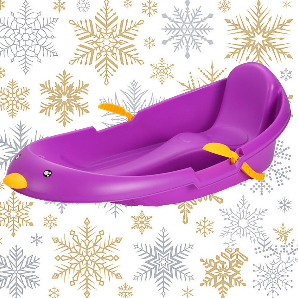 Children's Snowboard Sled, Thickened Wear-Resistant Sled, Winter Sled, Plastic Sled, Adult Sled with Backrest
