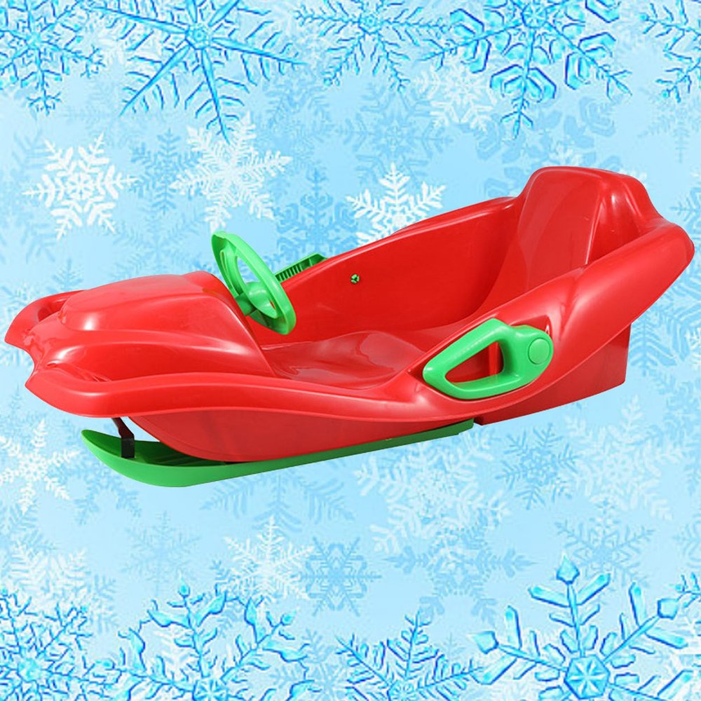 Children's Sledge, Thickened Double Sledge, Snow Sledge with Backrest, Plastic Sledge