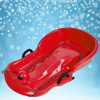 Children's Sledge, Thickened Double Sledge, Sledge with Brake Pull Rope, Sledge with Backrest