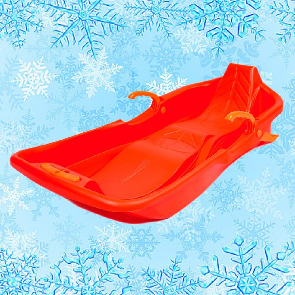 Winter Tandem Sledges, Children's Sledges, Sledges with Brakes and Pull Ropes, Plastic High Back Sledges