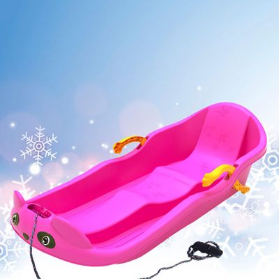 TUOYIBO Two-Handle Children's Sledges, Two-Person, Two-Seater Thickened Sledges, Sledges with Pull Ropes, Frost-Resistant and Wear-Resistant Sledges