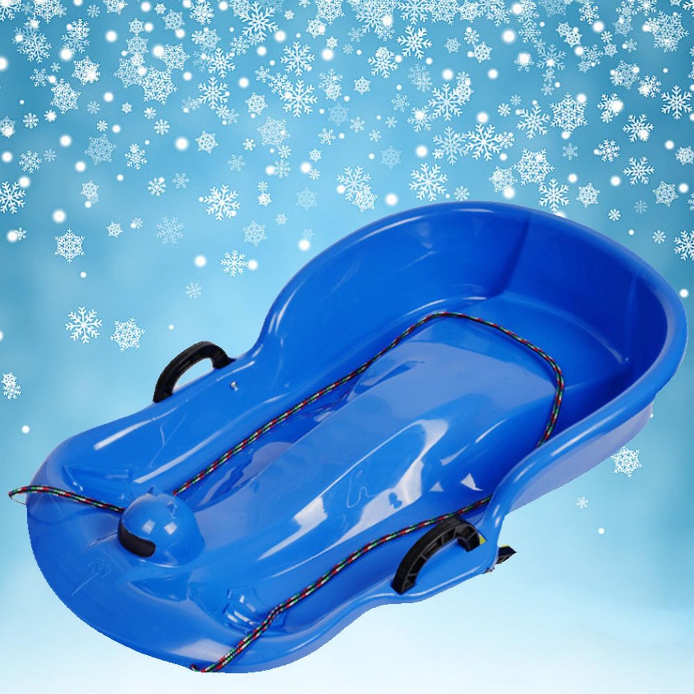 Children's Sledge, Thickened Double Sledge, Sledge with Brake Pull Rope, Sledge with Backrest