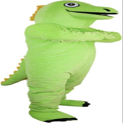 Green Dinosaur Mascot Costume Adult Size for Men & Women with Built-in Fan Inside the Head