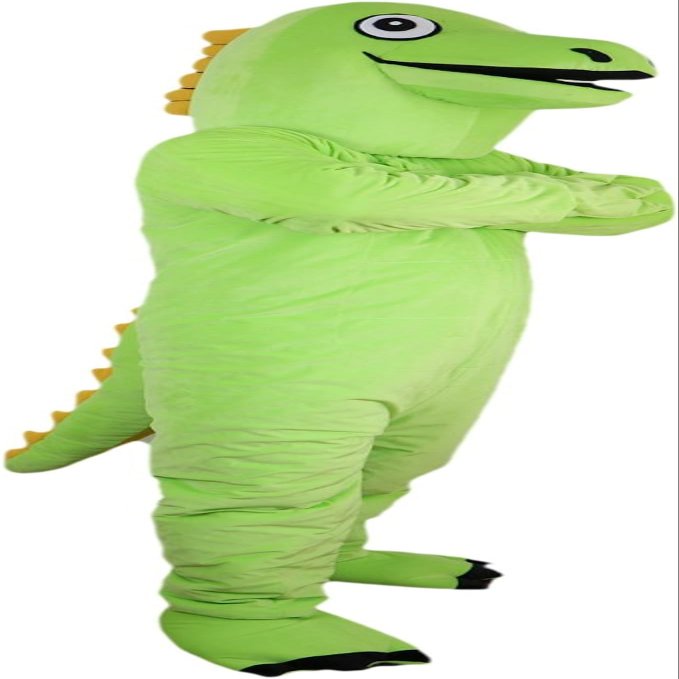 Green Dinosaur Mascot Costume Adult Size for Men & Women with Built-in Fan Inside the Head