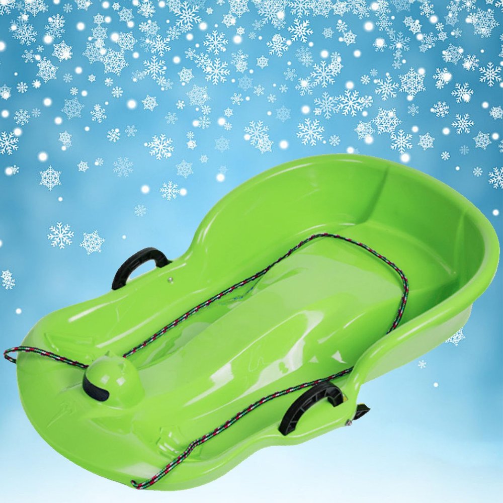 Children's Sledge, Thickened Double Sledge, Sledge with Brake Pull Rope, Sledge with Backrest