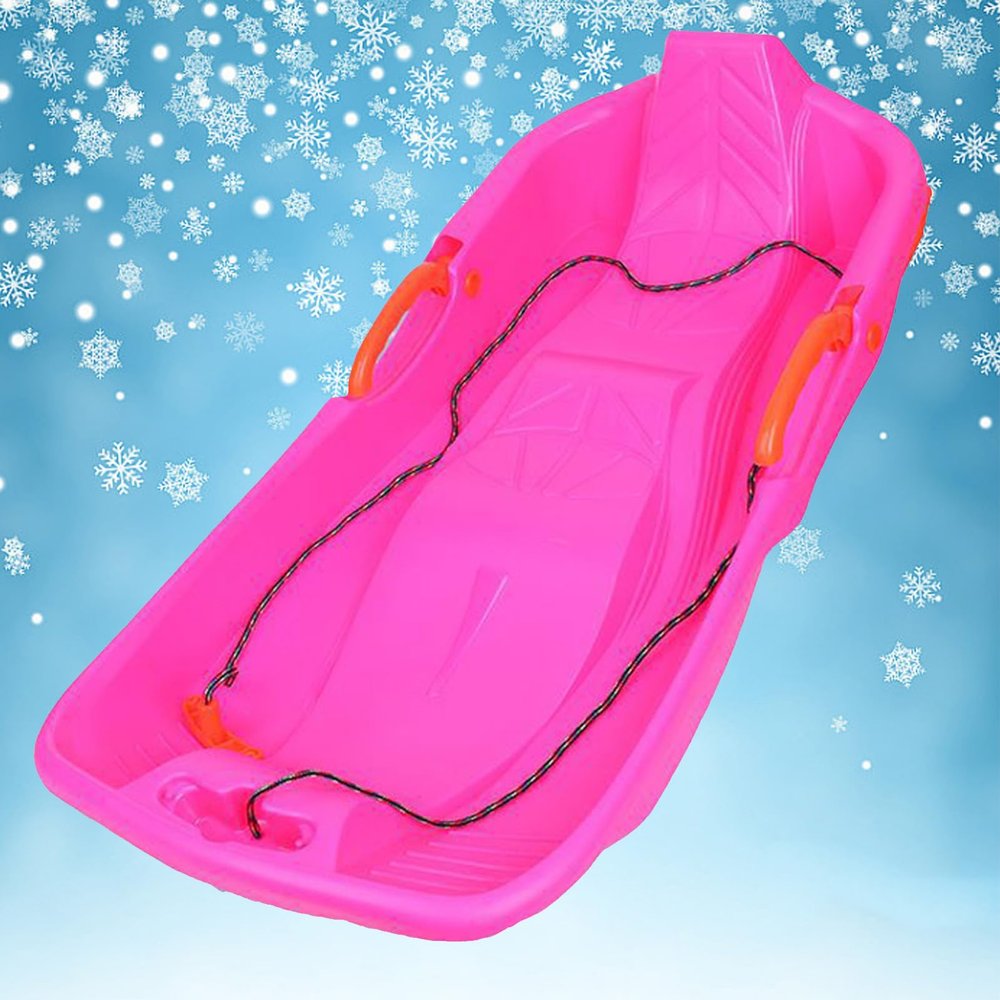 Winter Tandem Sledges, Children's Sledges, Sledges with Brakes and Pull Ropes, Plastic High Back Sledges
