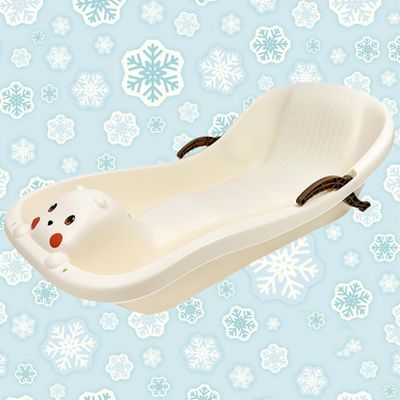Children's Double Sledge, Thickened Wear-Resistant Sledge, Winter Sledge, Plastic Sledge