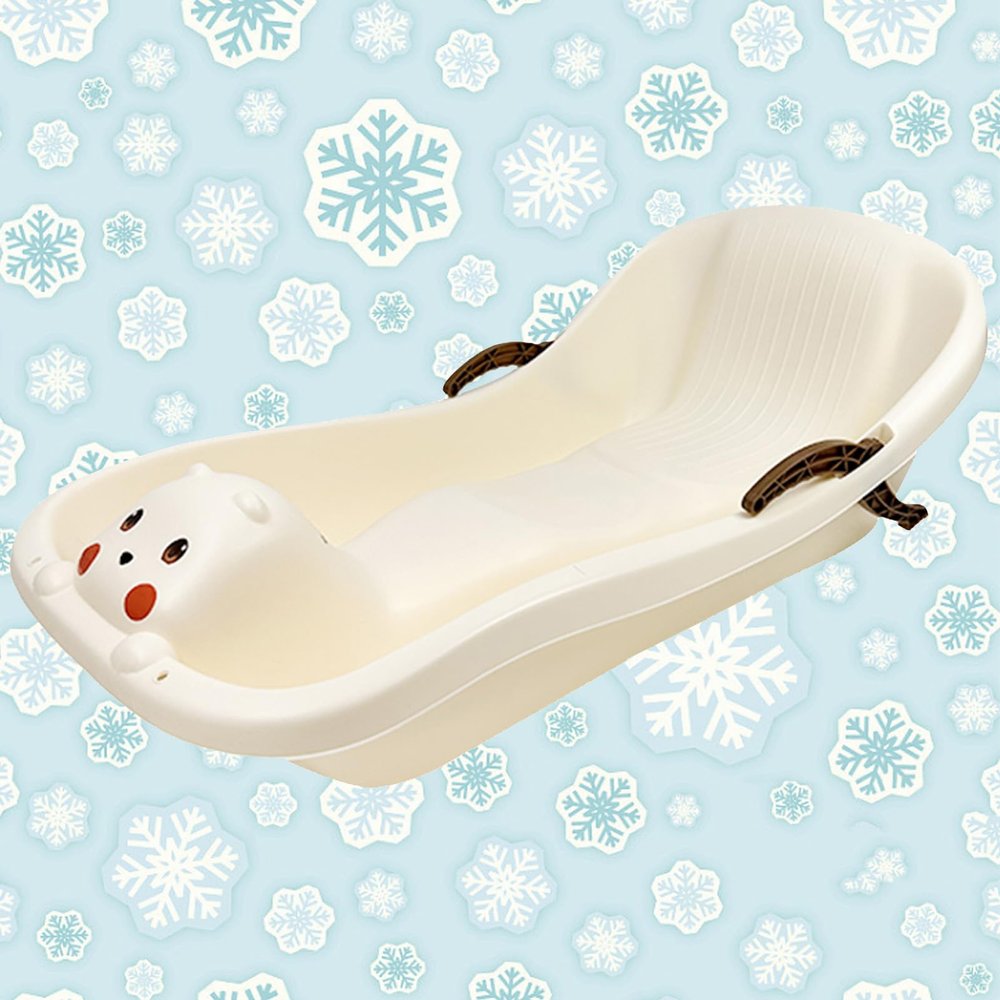 Children's Double Sledge, Thickened Wear-Resistant Sledge, Winter Sledge, Plastic Sledge