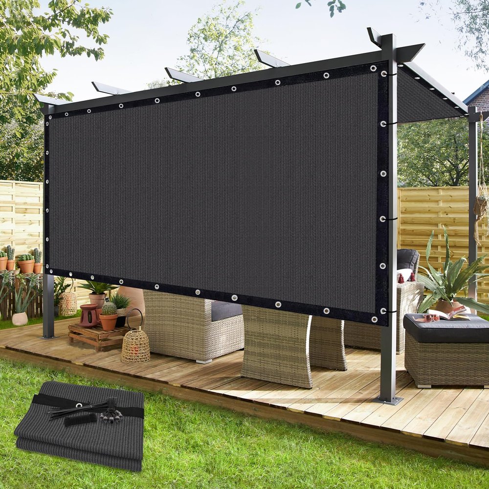 KANAGAWA 90% Sun Shade Cloth 12'X 12' Outdoor Pergola Shade Cover Canopy with Grommets UV Block Privacy Screen for Patio, Backyards, Outdoor, Carport, Garden, Dark Gray