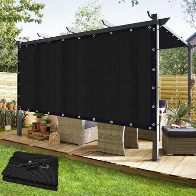 KANAGAWA 90% Sun Shade Cloth 10'X 16' Outdoor Pergola Shade Cover Canopy with Grommets UV Block Privacy Screen for Patio, Backyards, Outdoor, Carport, Garden, Black