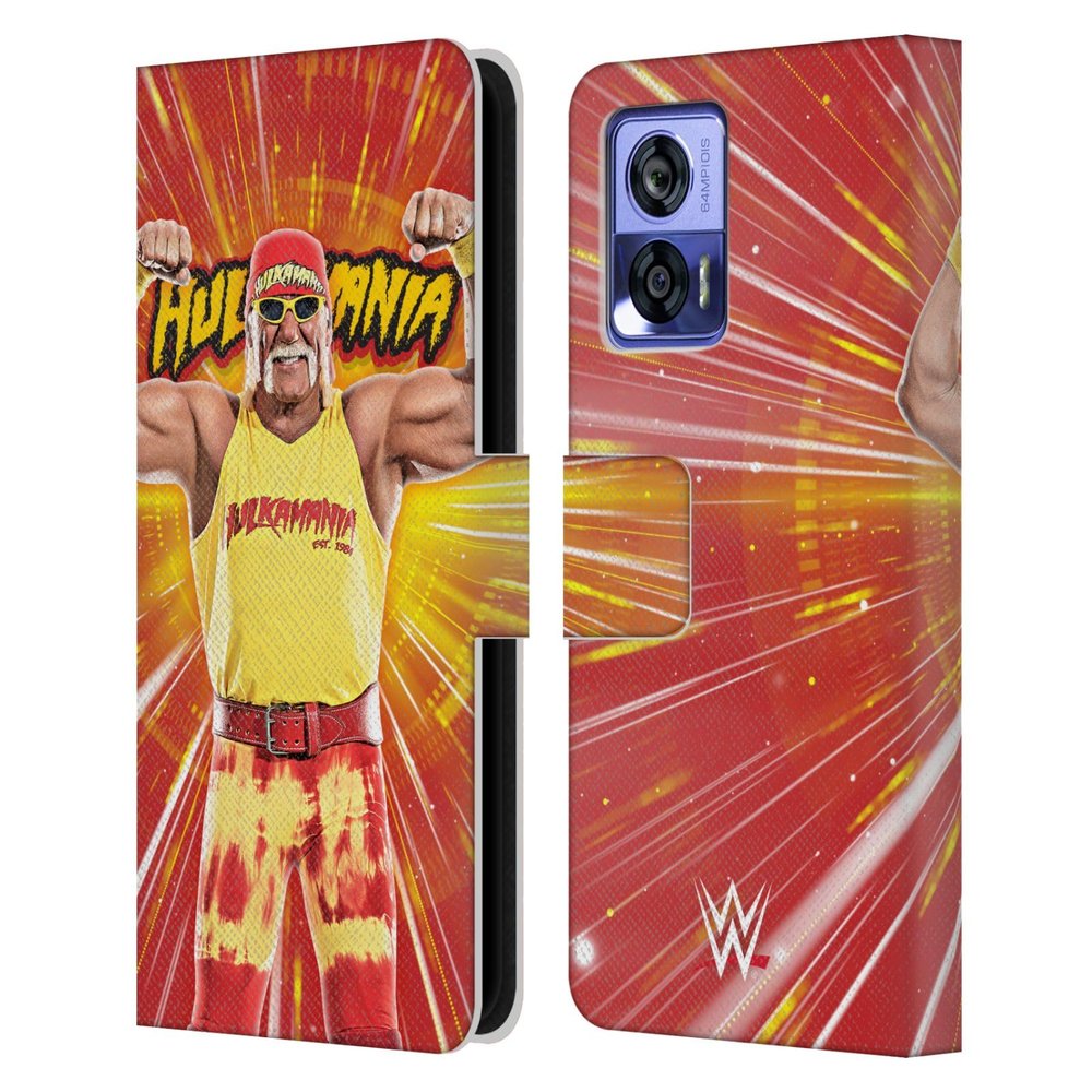 Head Case Designs Officially Licensed WWE Portrait Hulk Hogan Leather Book Wallet Case Cover Compatible with Motorola Edge 30 Neo 5G