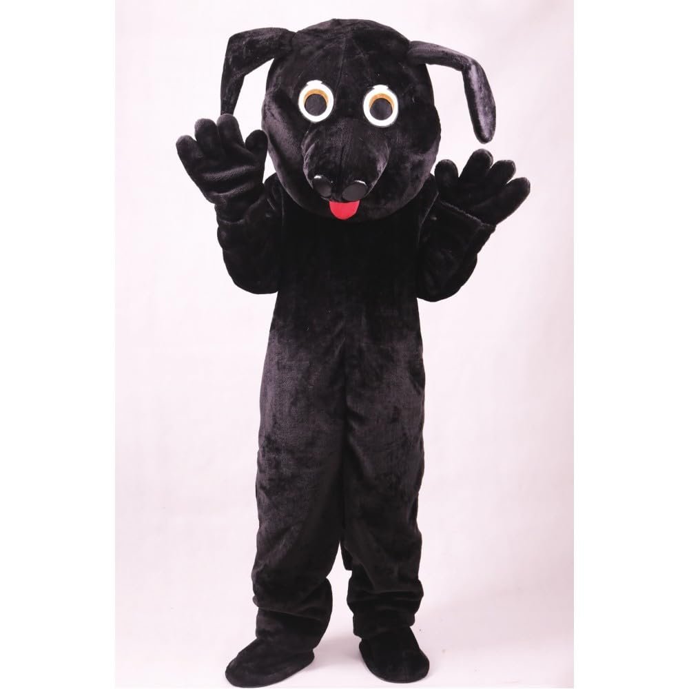 Eamior Black Labrador Dog Costume Adult Size for Men & Women with Built-in Fan Inside the Head