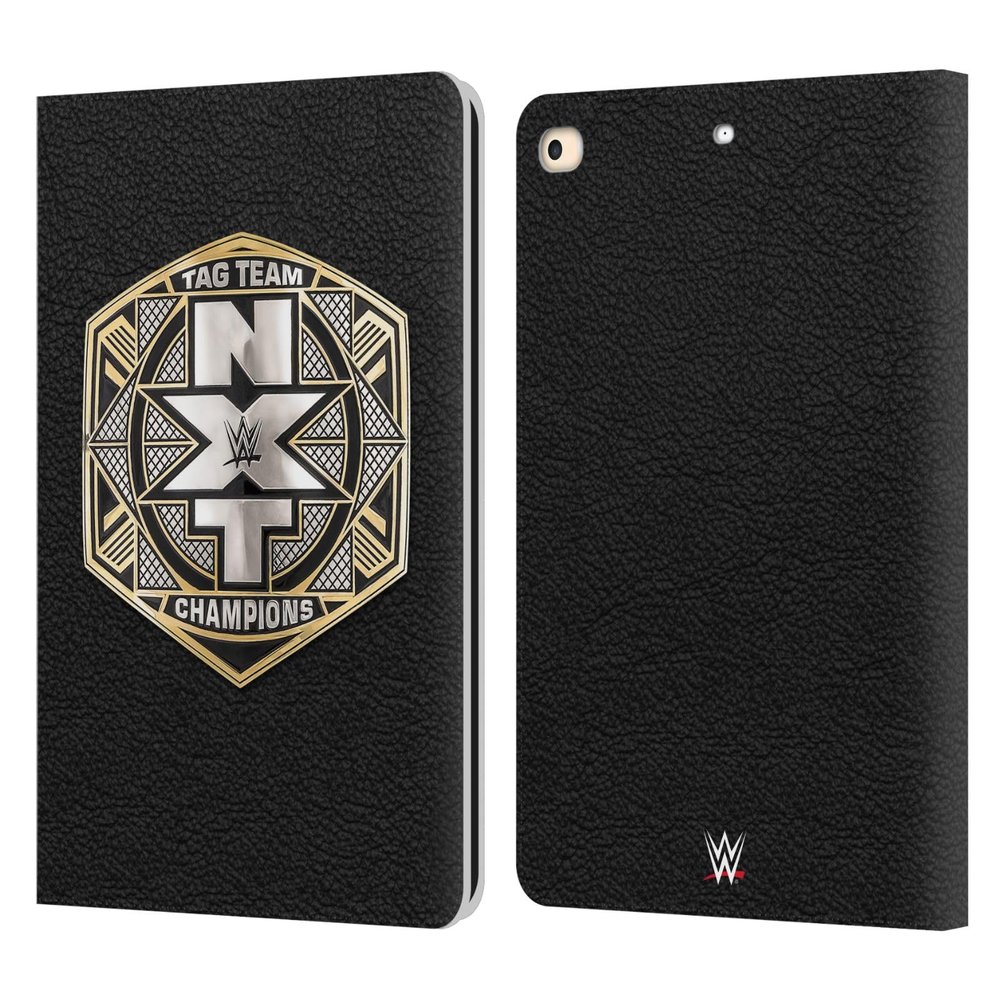 Head Case Designs Officially Licensed WWE NXT Tag Team Championship Title Belts Leather Wallet Case Compatible with Apple iPad 9.7 2017 / iPad 9.7 2018