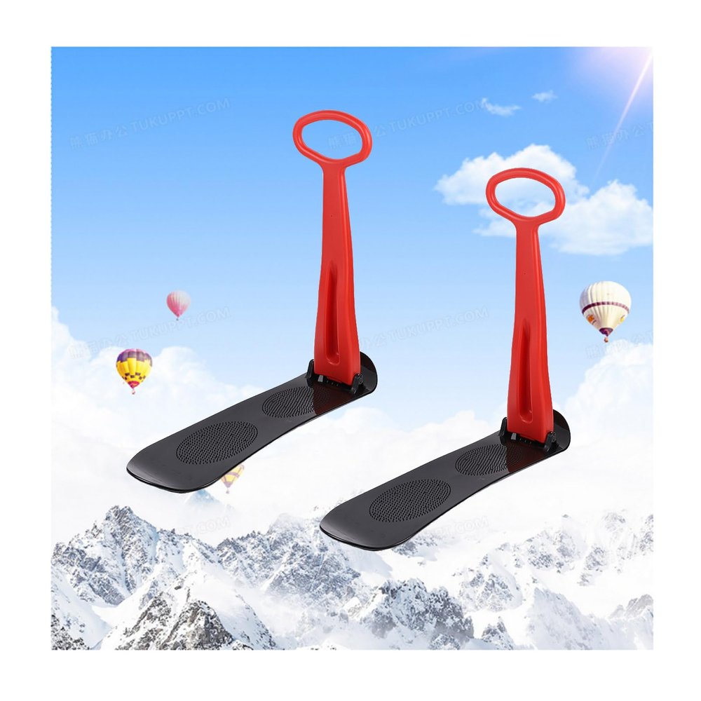 2 Pack Snow Scooter, Ski Scooter, Snowboard, Snow Sled, Sledge Folding Sliding Ski Snowboard with Handle, Fold-up Snowboard Kick-Scooter Sled for Use on Snow