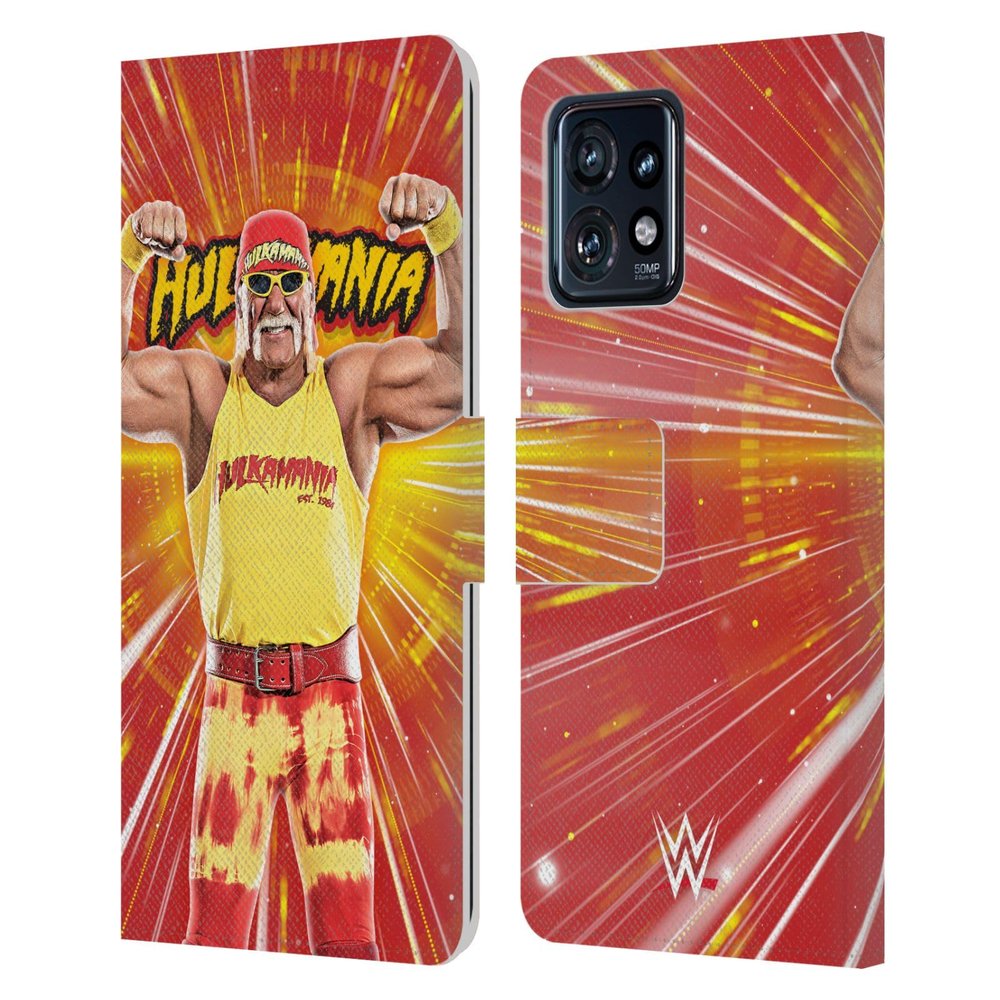 Head Case Designs Officially Licensed WWE Portrait Hulk Hogan Leather Book Wallet Case Cover Compatible with Motorola Moto Edge 40 Pro
