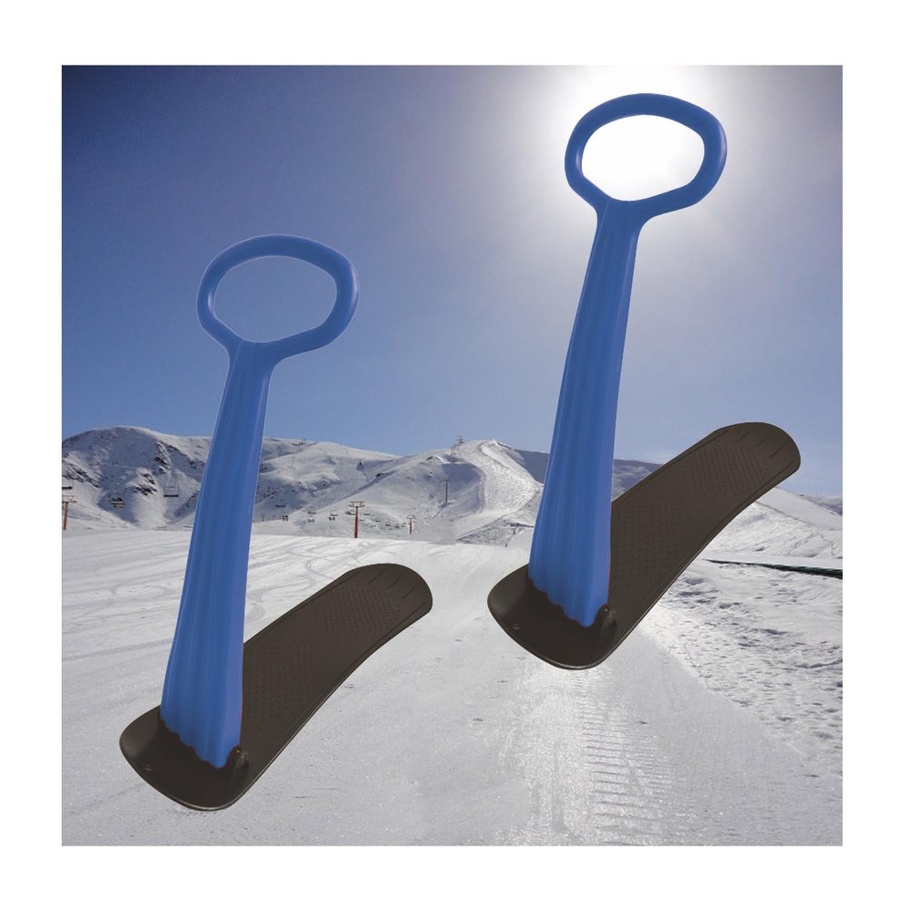 SepKus 2 Pcs Compact Snow Sled, Portable Kick Scooter Sled, Foldable Snow Scooter with Handle, Fold-up Snow Scooter for Snow, Dune, Grass, Blue