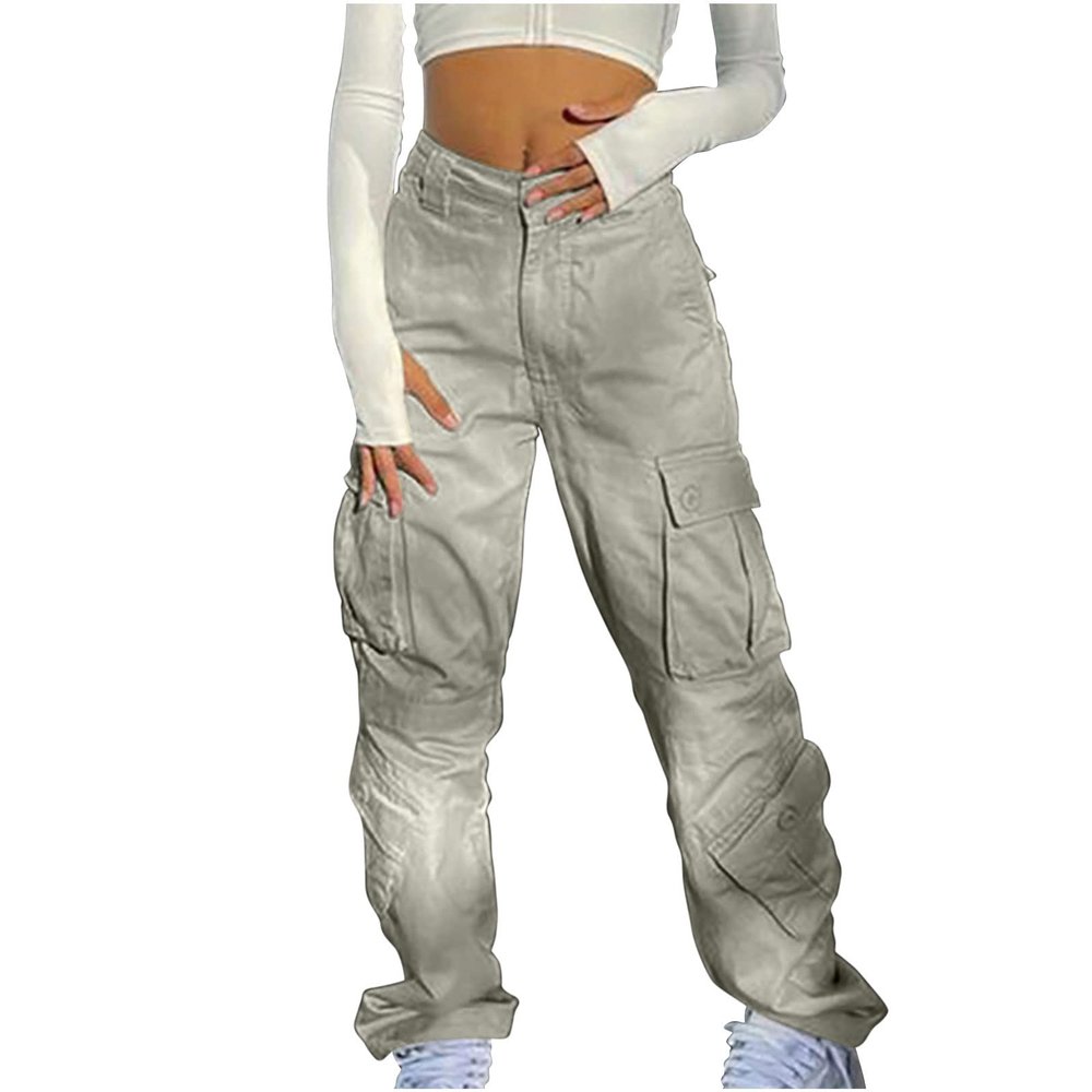 Women Cargo Pants Parachute Drawstring Elastic Waist Sweatpants Baggy Y2k Teen Girls Pants Loose Trousers with Pocket